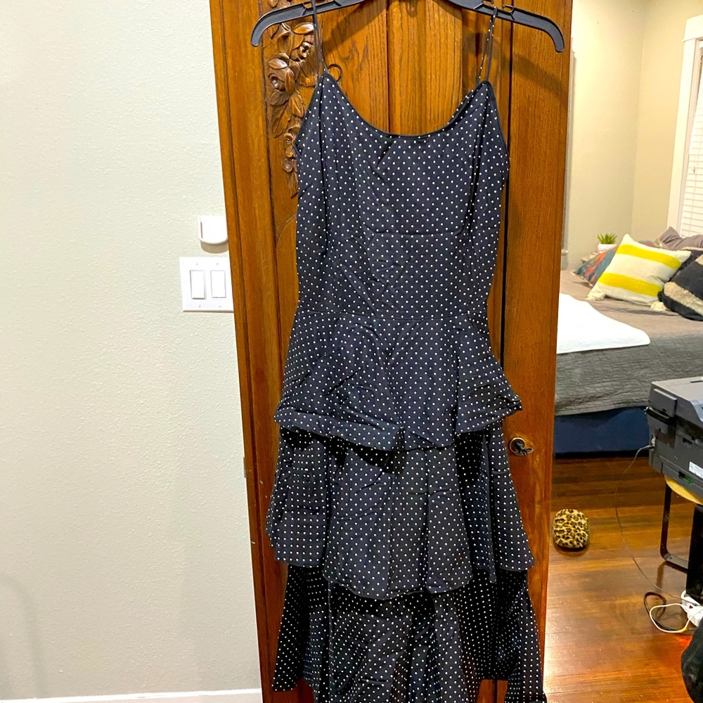 Vintage black & white polka dot dress size small